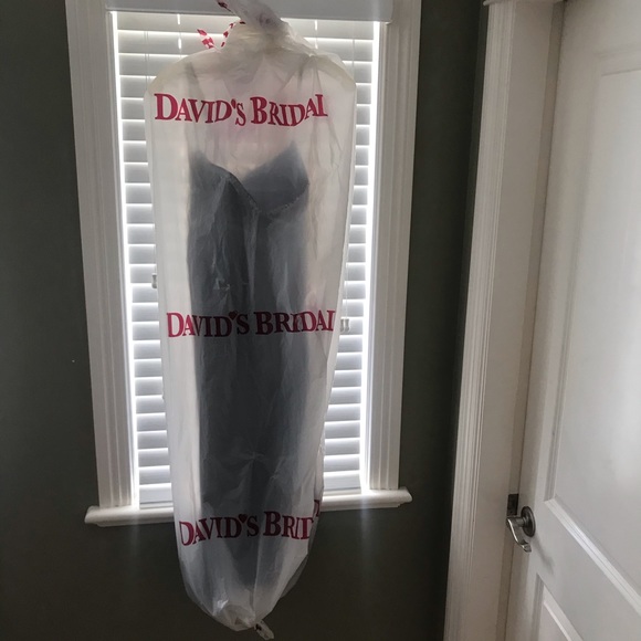 David’s Bridal Charcoal Grey Gown with Beading - Picture 9 of 9